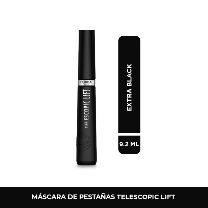 Máscara De Pestañas Telescopic Lift Tono Negro Lavable L'Oreal Paris