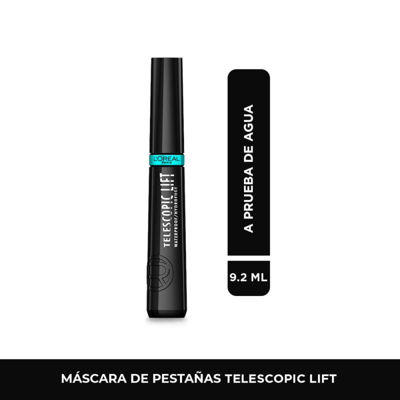 Máscara De Pestañas Telescopic Lift Tono Negro A Prueba De Agua L'Oreal Paris